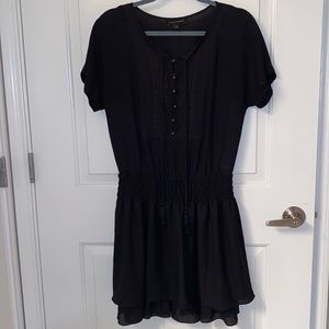 Banana Republic Embroidered Black Dress